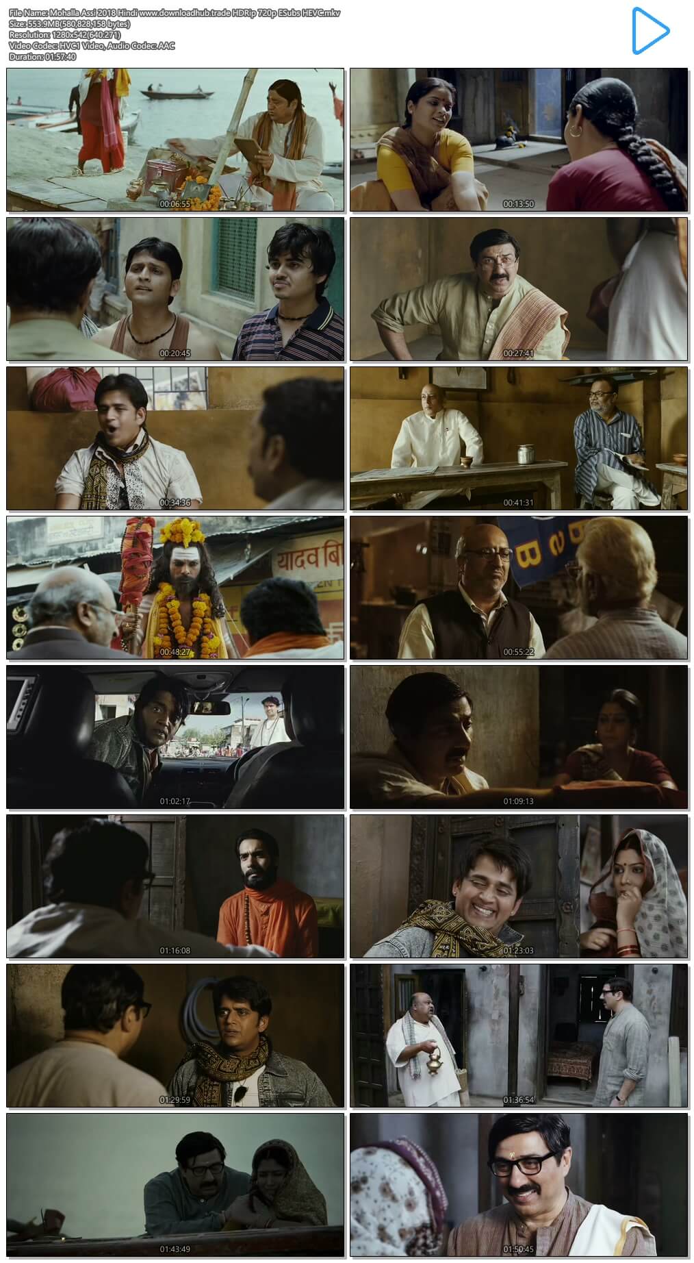 Mohalla Assi 2018 Hindi 550MB HDRip 720p ESubs HEVC