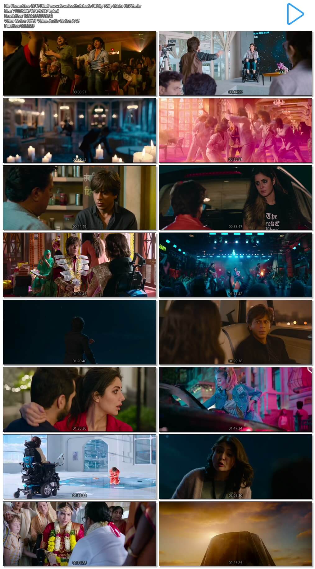 Zero 2018 Hindi 700MB HDRip 720p ESubs HEVC