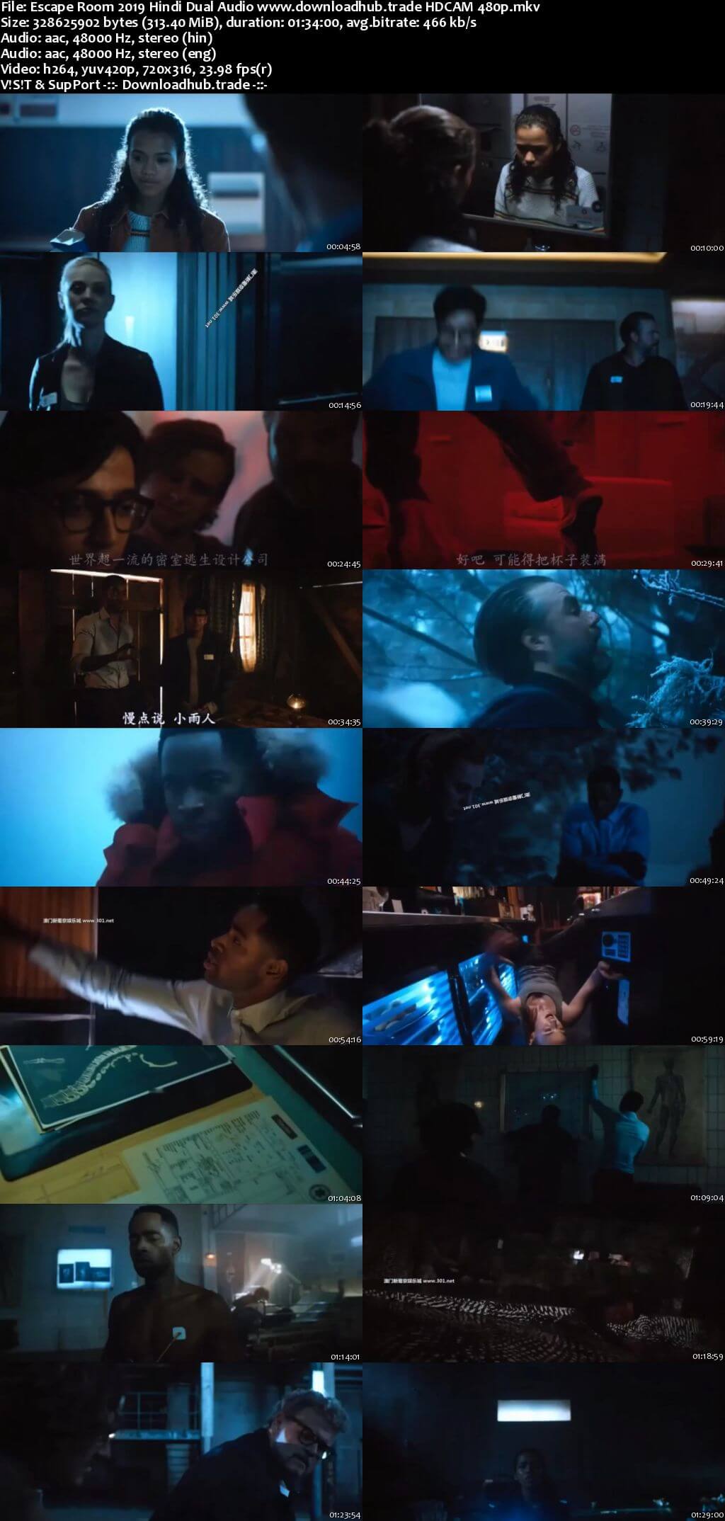 Escape Room 2019 Hindi Dual Audio 300MB HDCAM 480p