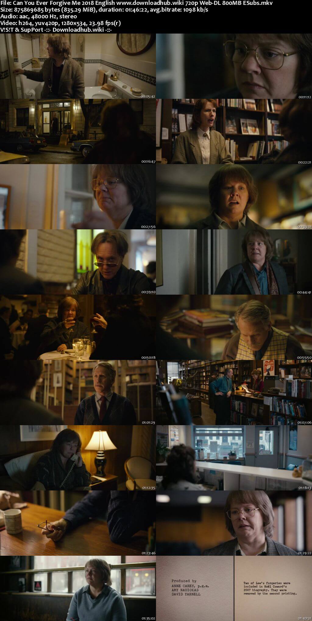 Can You Ever Forgive Me 2018 English 720p Web-DL 800MB ESubs