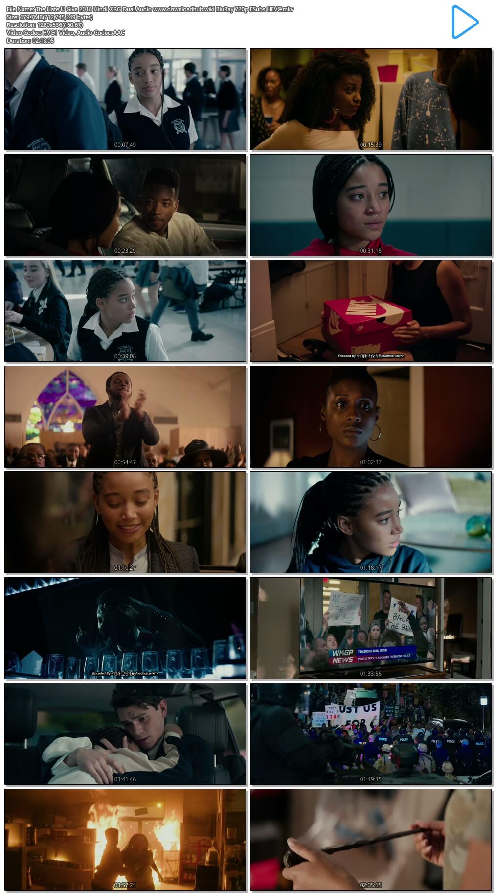 The Hate U Give 2018 Hindi ORG Dual Audio 650MB BluRay 720p ESubs HEVC