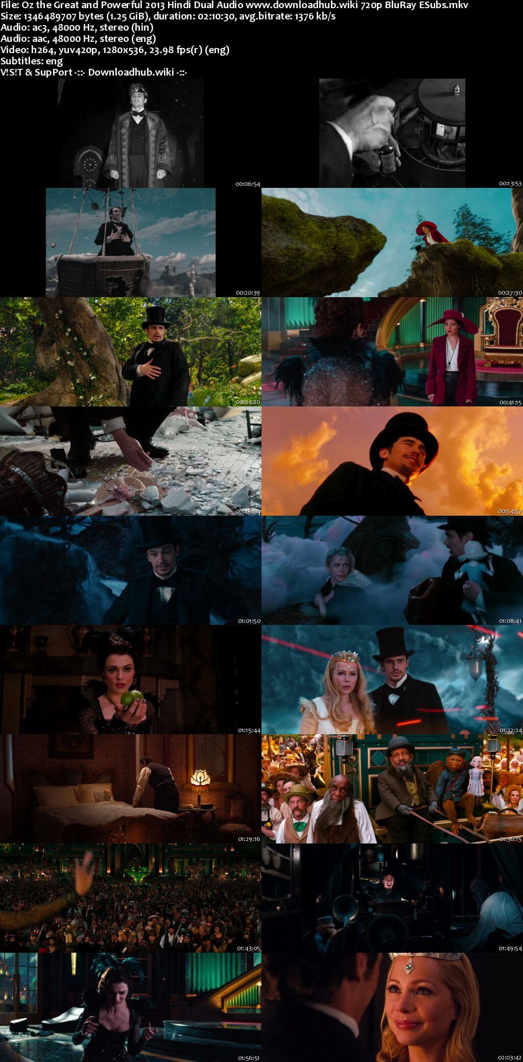 Oz the Great and Powerful 2013 Hindi Dual Audio 720p BluRay ESubs