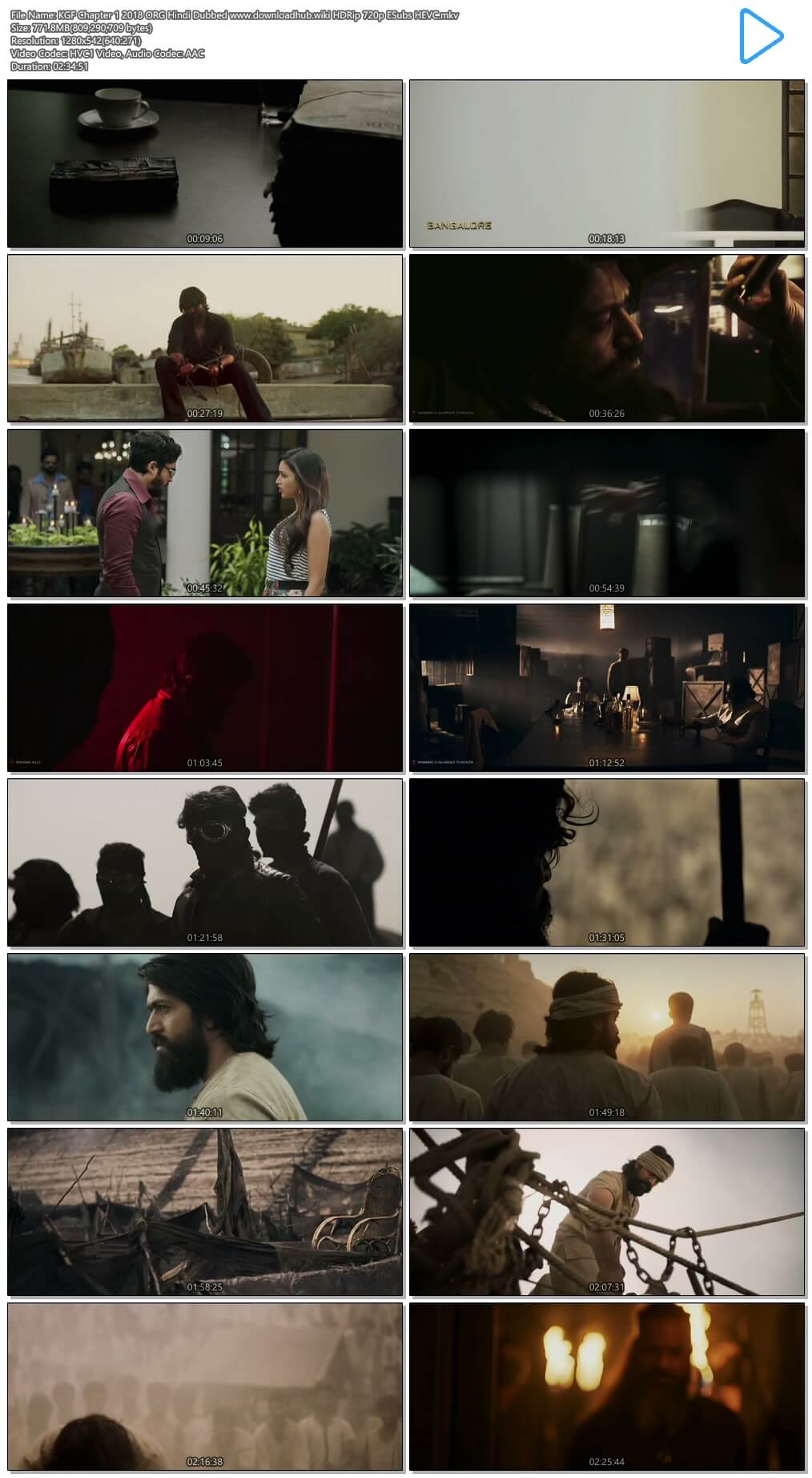 KGF Chapter 1 2018 Hindi Dubbed 750MB HDRip 720p ESubs HEVC