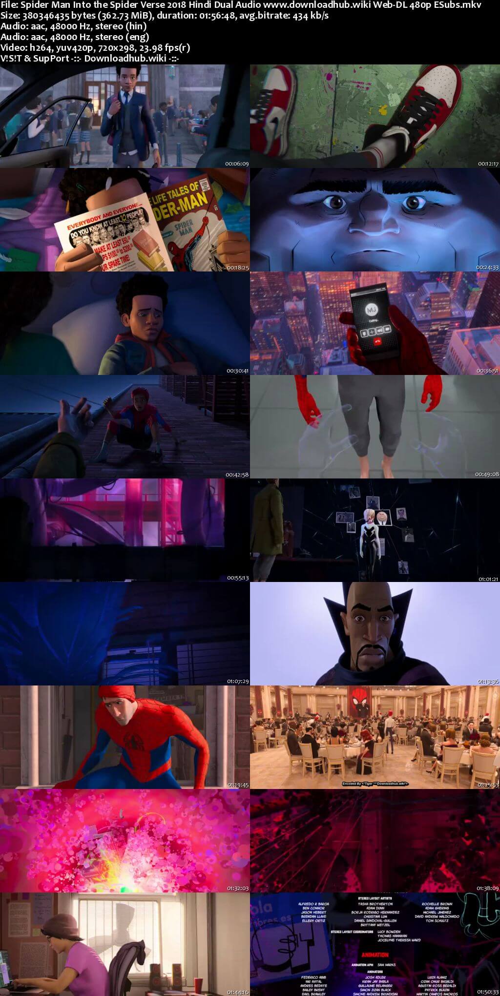 Spider Man Into the Spider Verse 2018 Hindi Dual Audio 350MB Web-DL 480p ESubs