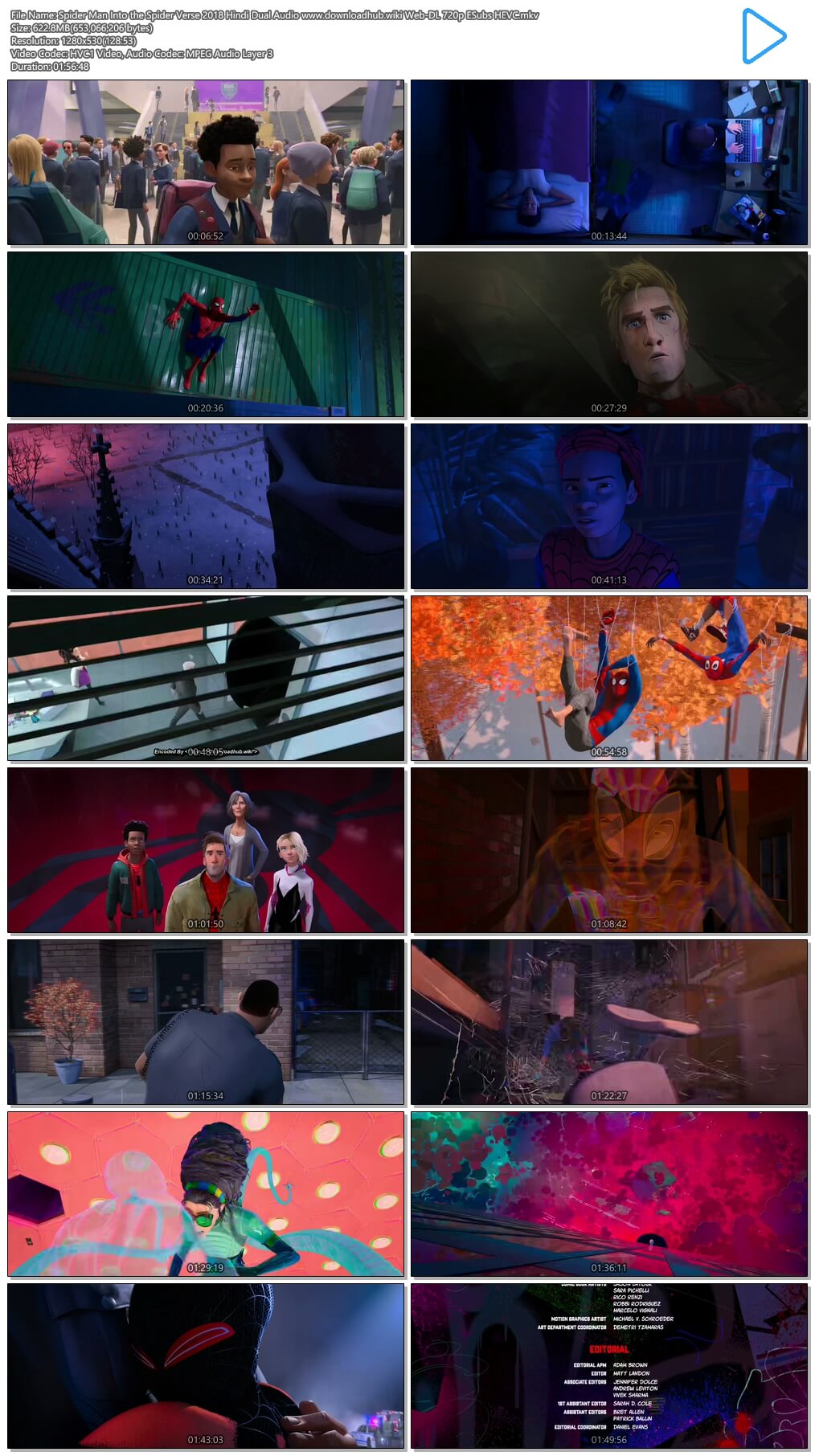 Spider Man Into the Spider Verse 2018 Hindi Dual Audio 600MB Web-DL 720p ESubs HEVC