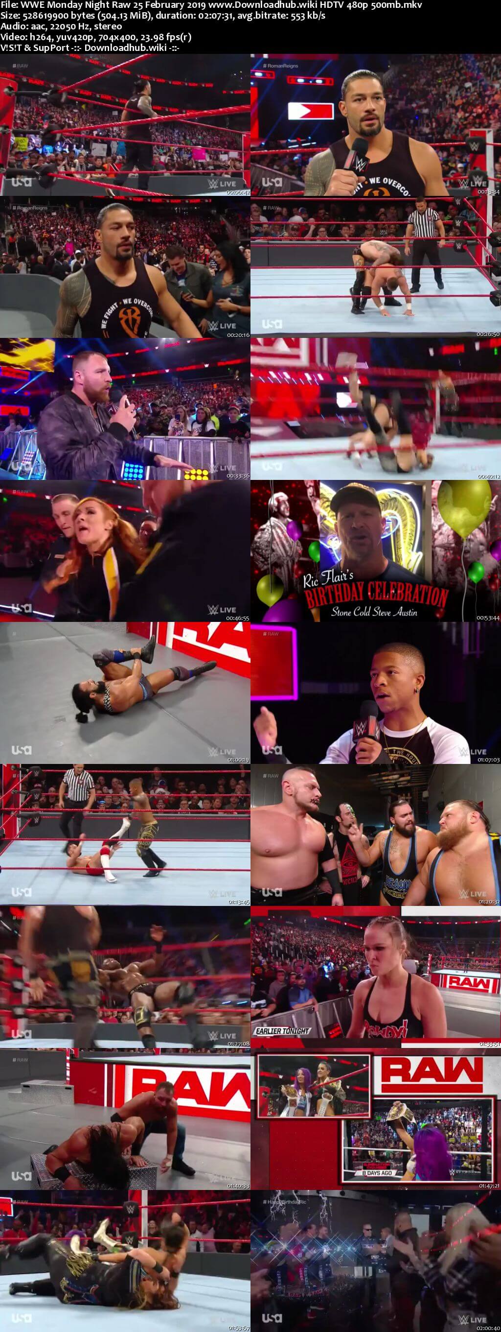 WWE Monday Night Raw 25th February 2019 500MB HDTVRip 480p