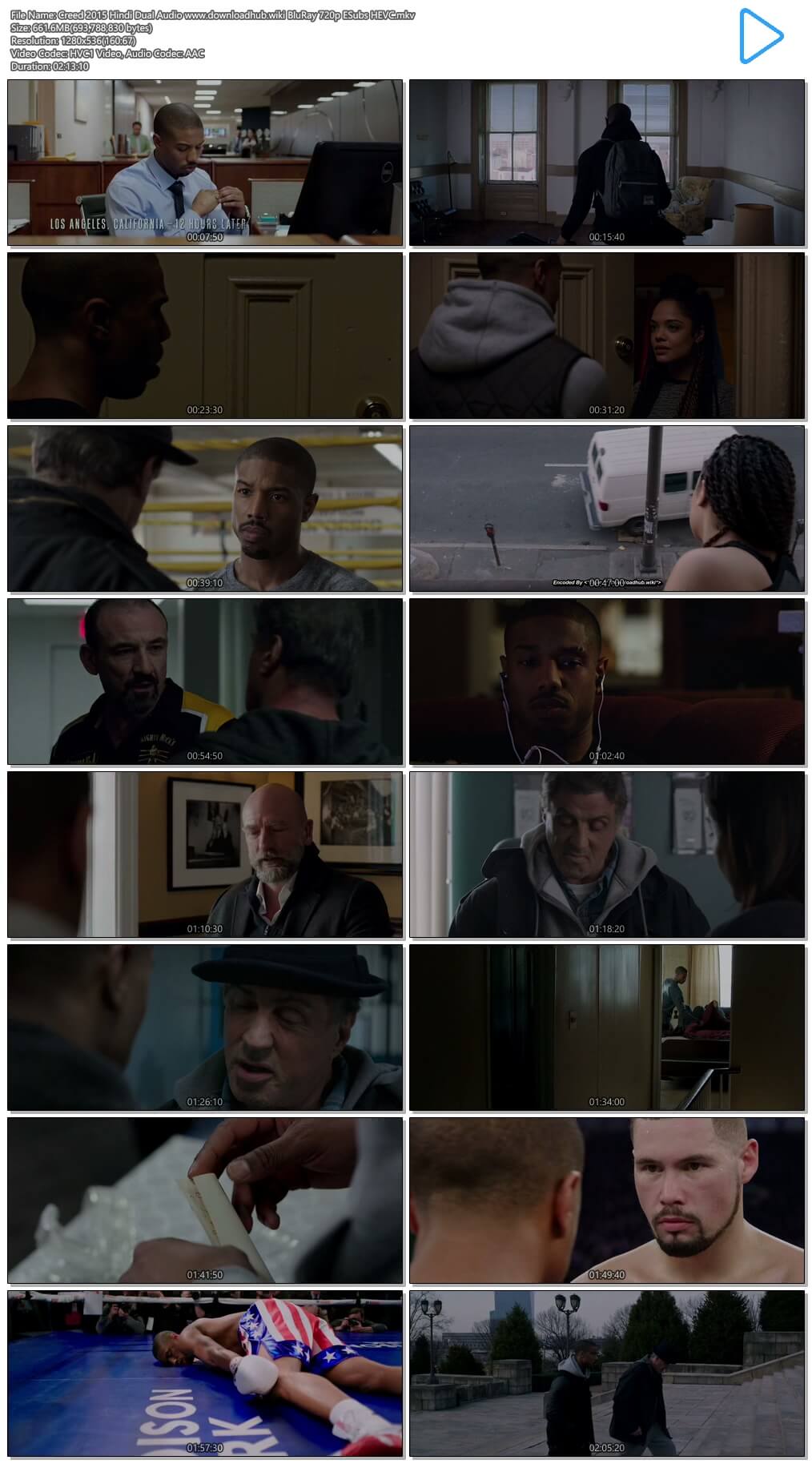 Creed 2015 Hindi Dual Audio 650MB BluRay 720p ESubs HEVC