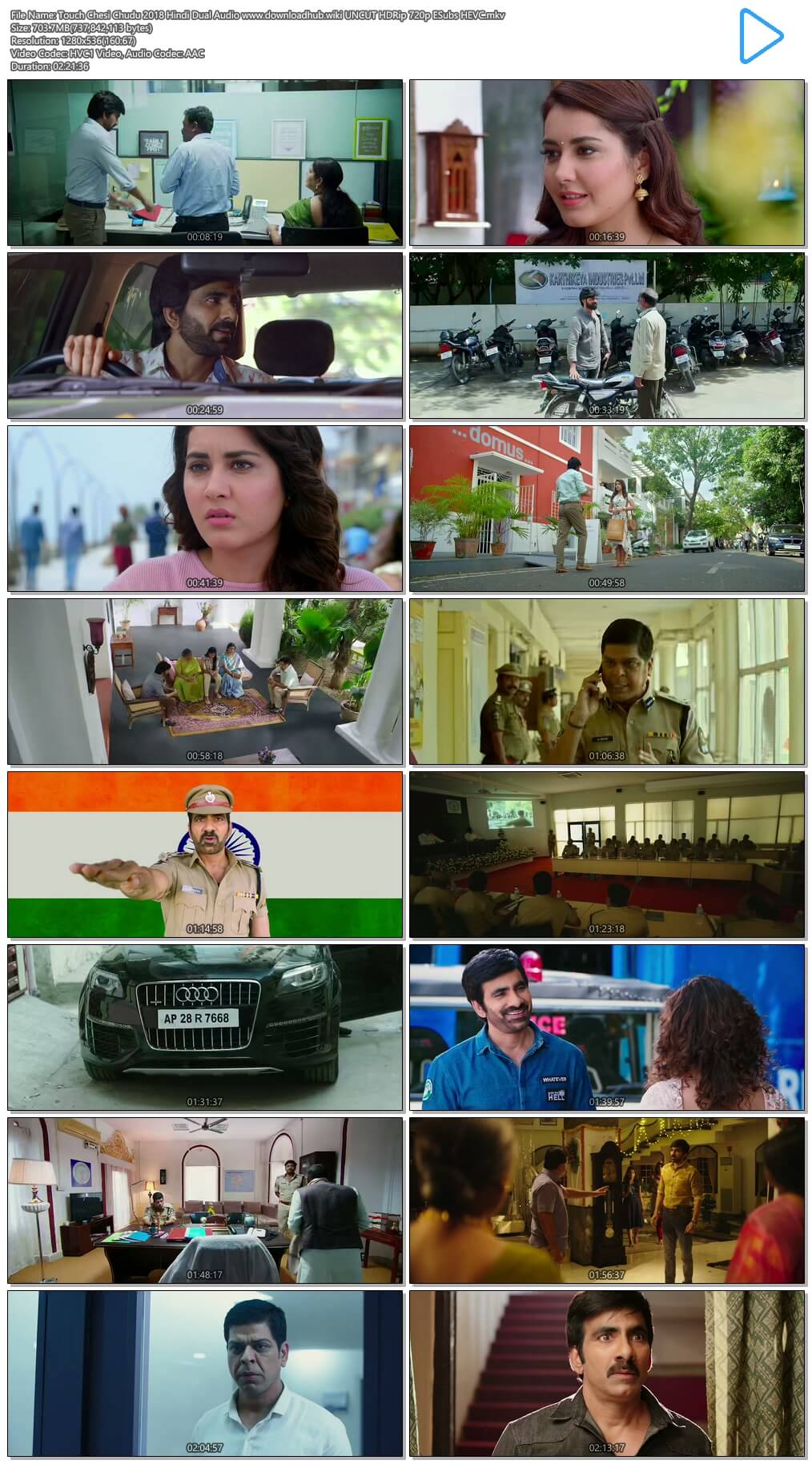 Touch Chesi Chudu 2018 Hindi Dual Audio 700MB UNCUT HDRip 720p ESubs HEVC