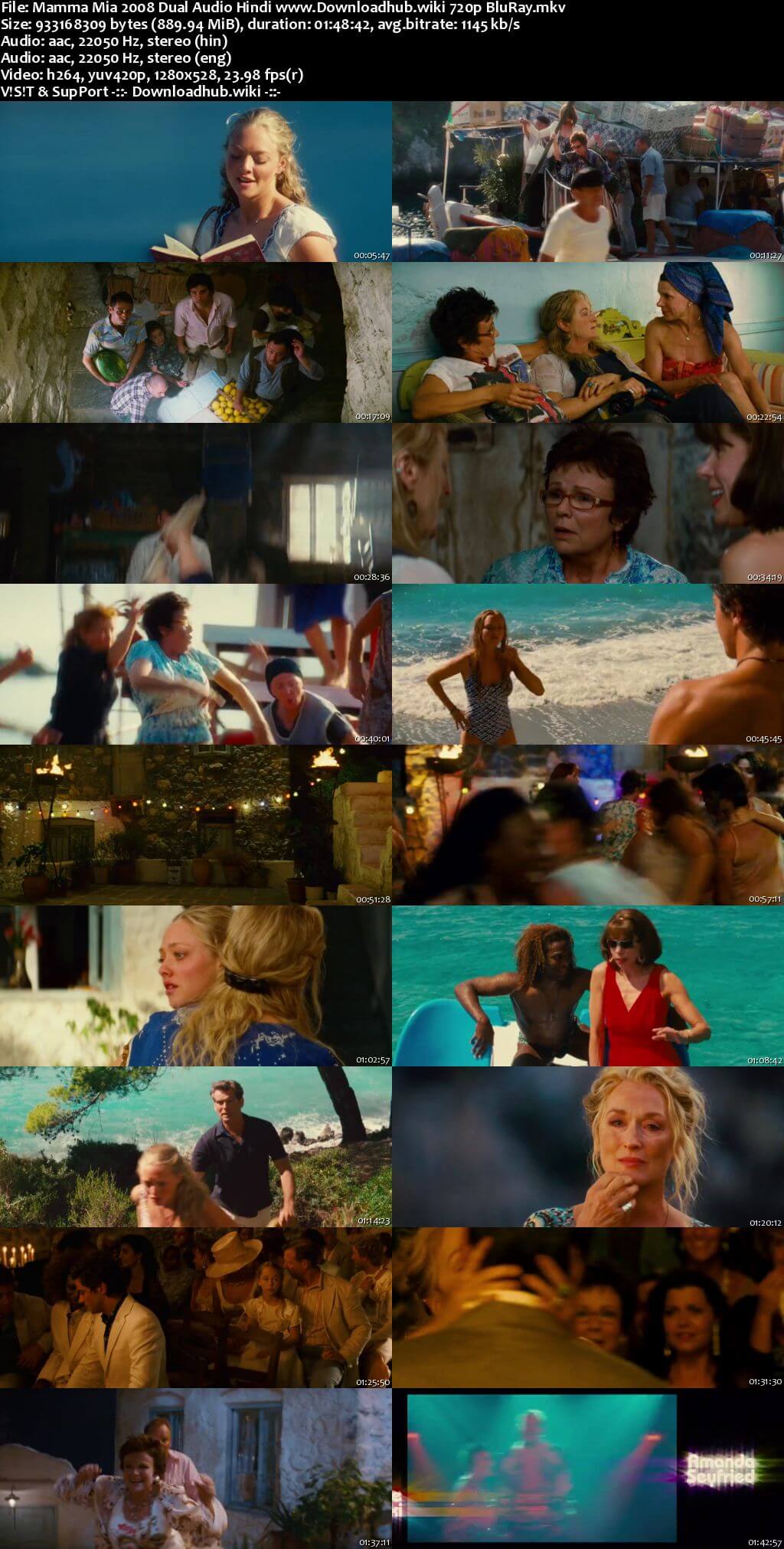 Mamma Mia 2008 Hindi Dual Audio 720p BluRay ESubs