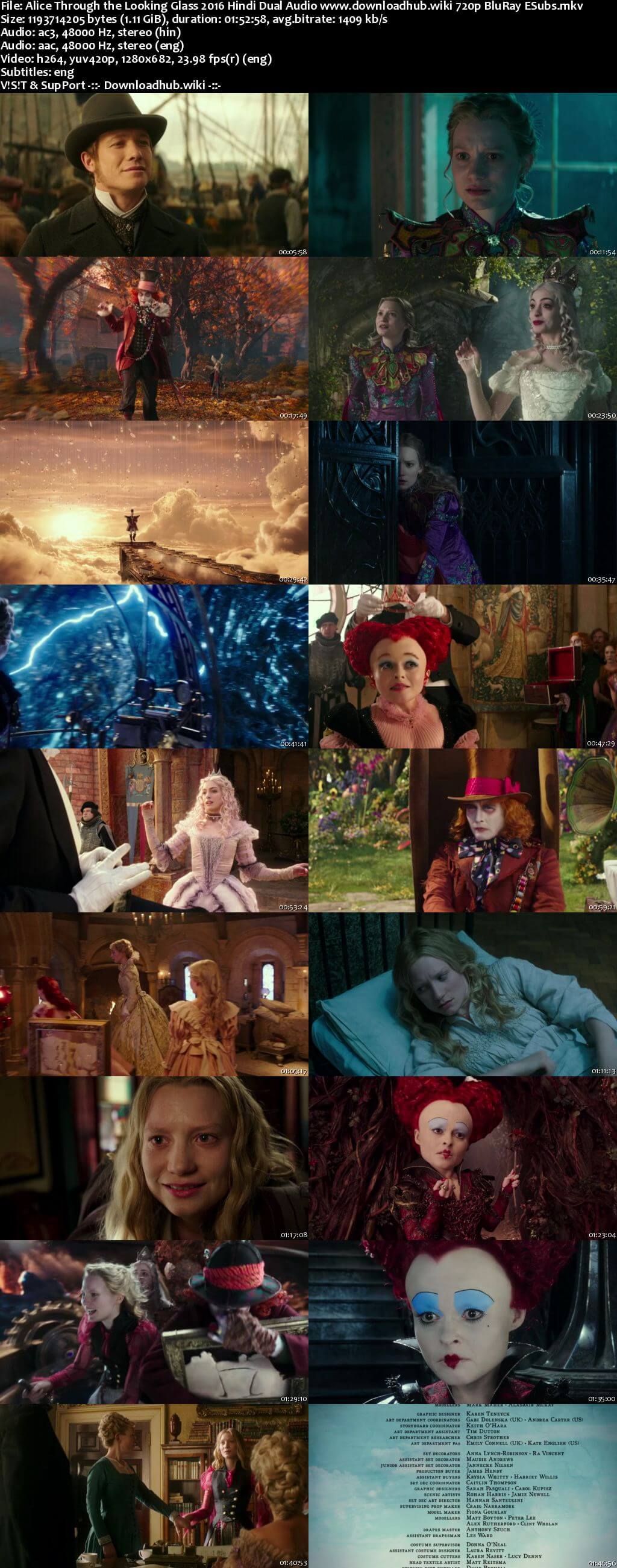 Alice Through the Looking Glass 2016 Hindi Dual Audio 720p BluRay ESubs