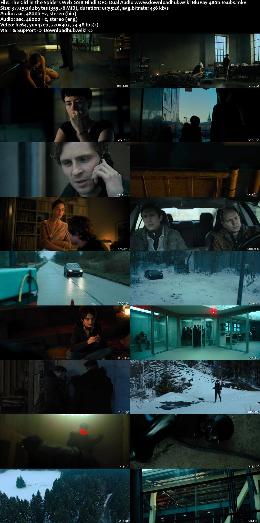 The Girl in the Spiders Web 2018 Hindi ORG Dual Audio 350MB BluRay 480p ESubs