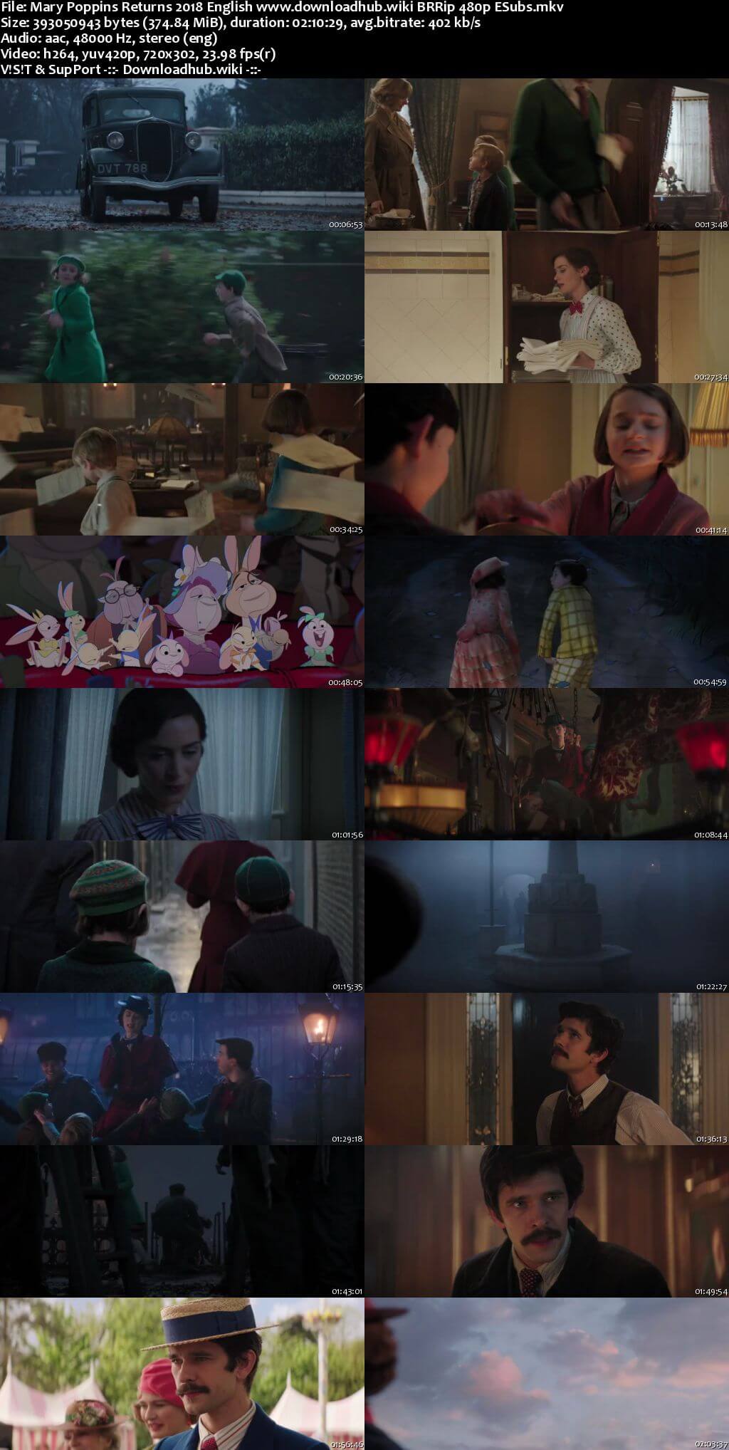 Mary Poppins Returns 2018 English 350MB BRRip 480p ESubs