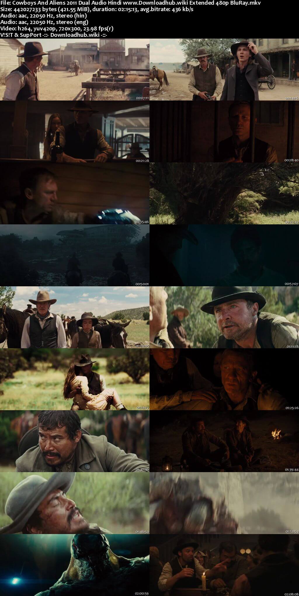 Cowboys And Aliens 2011 Hindi Dual Audio 400MB EXTENDED BluRay 480p ESubs