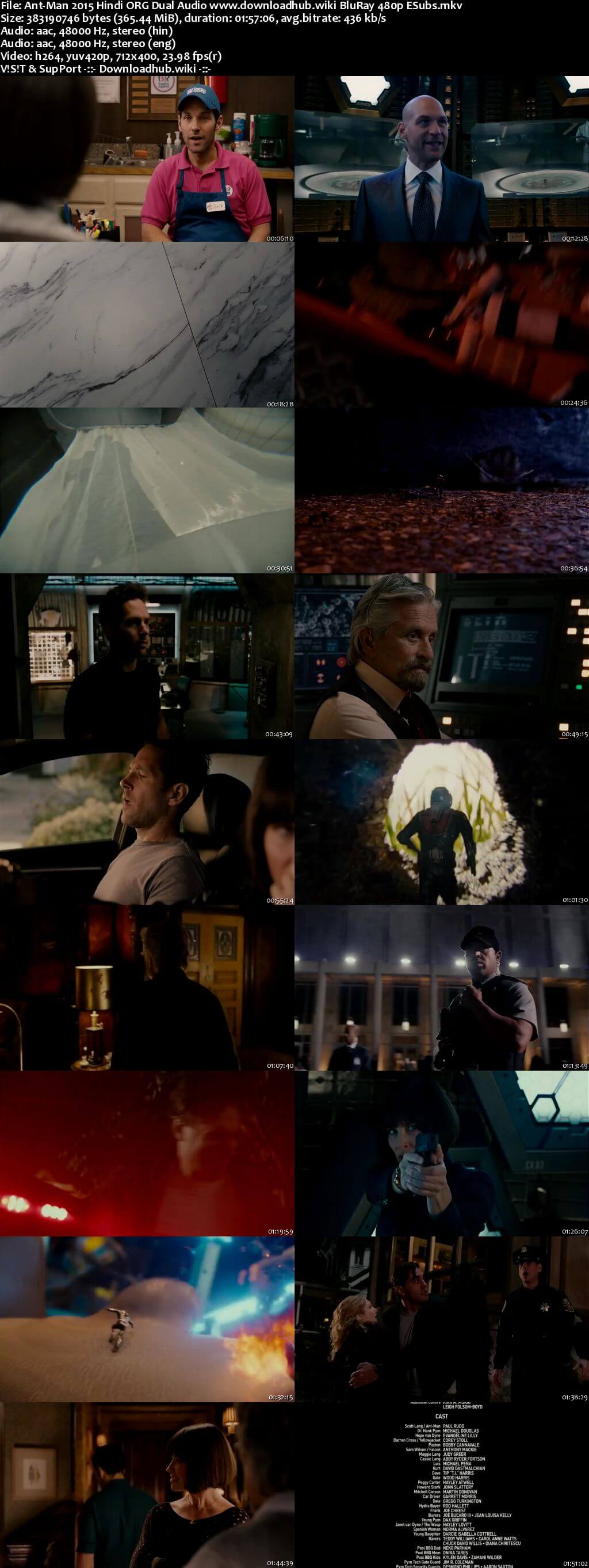 Ant-Man 2015 Hindi ORG Dual Audio 350MB BluRay 480p ESubs