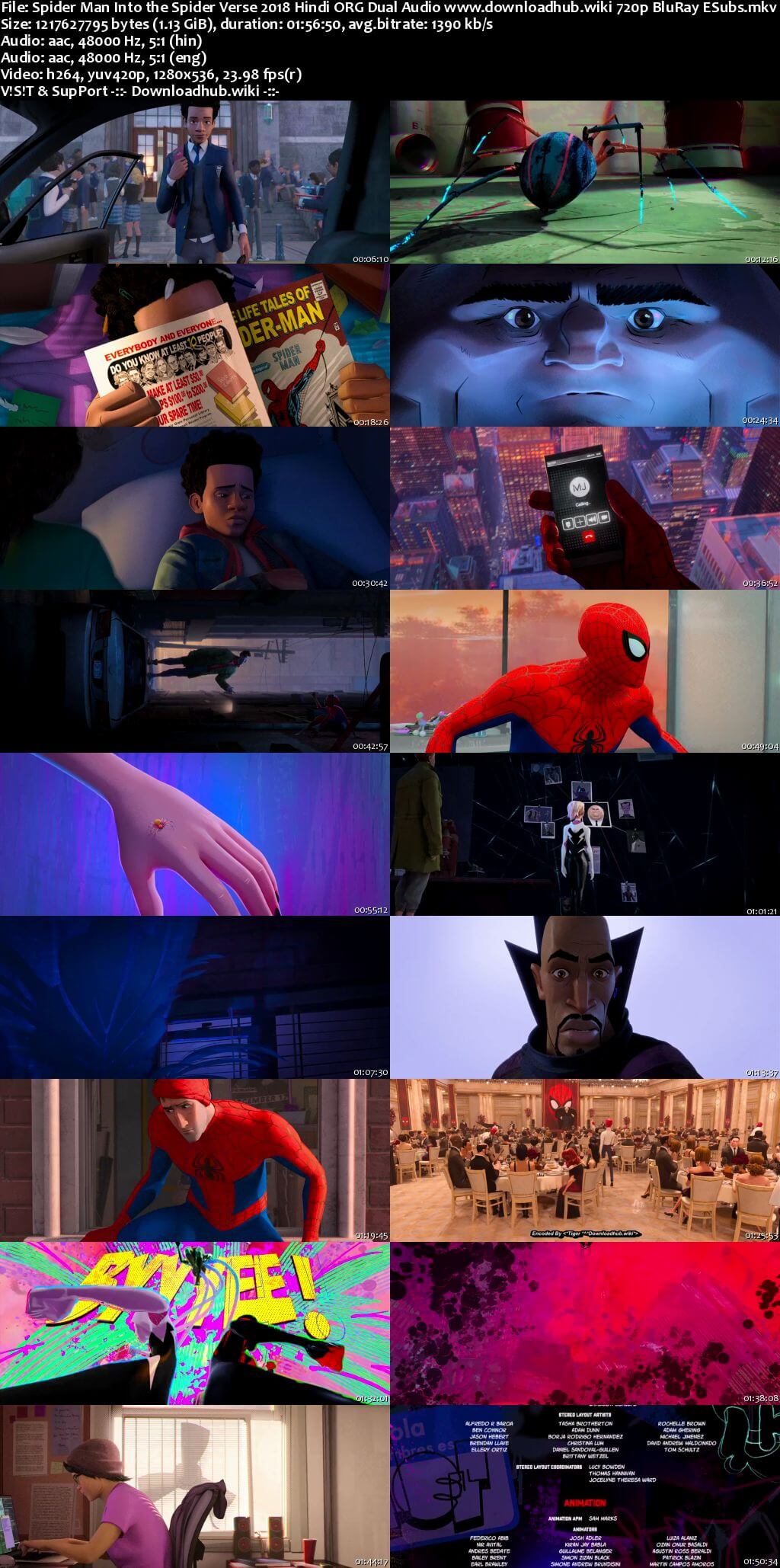 Spider Man Into the Spider Verse 2018 Hindi ORG Dual Audio 720p BluRay ESubs